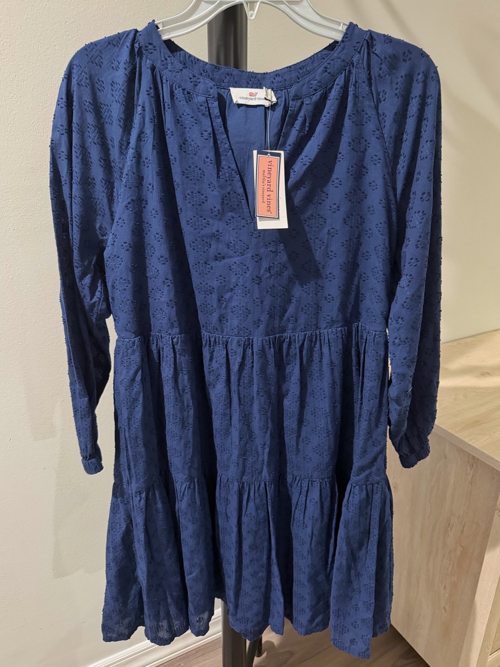 Vineyard Vines-Navy Clip Dot Tiered Dress (NWT)